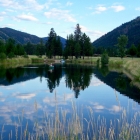 fishing pond at alta ranch in the bitterroot valley of western montana