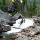 small waterfall at lake como, montana