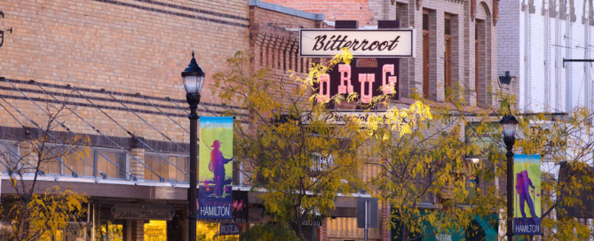 hamilton montana downtown in autumn